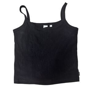 TNA Black Ribbed Cropped Tank Top Size M‎ Aritzia Basic Cami